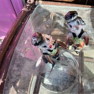 Anthropomorphic well dressed poodle salt and pepper shakers